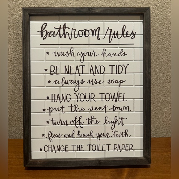 Bathroom Rules Sign Primitives By Kathy, Wash Your Hands Bathroom Wall Decor - Picture 8 of 9